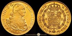 World Coins - Charles IV. 8 Escudos. Potosí. 1806. P·J. (AC. 1712) (Cal.Onza 1106). Scarce. 27.01 grams. Choice Very Fine.