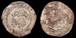 Ancient Coins - Ferdinand and Isabella (1474-1504). 4 reales. Seville. (Cal-561). Silver. 13.46 grams. Coat of arms between S-IIII and 6-pointed star flanked by pellets on the reverse. Cleaned oxidation...