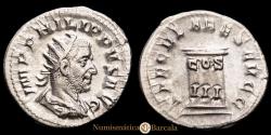 Ancient Coins - Philip I. Antoninianus silver (3.85 g.). Rome, 248 A.D. SAECVLARES AVGG / COS III. RIC IV, 3. EF