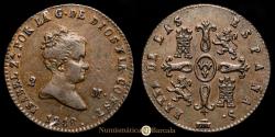 World Coins - Isabella II. 2 Maravedís (2.48 g.). Segovia. 1840. AC-51. EF. Traces of original mint luster.