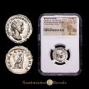 Ancient Coins - Gordian III. Antoninianus. 240 AD Rome. (RIC IV 38). 4.15 grams. Full original luster. Encapsulated by NGC as Ch AU, Strike 5/5, Surface 4/5. Ag.