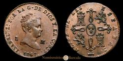 World Coins - Isabella II. 2 Maravedís (2.27 g.). 1847. Segovia. AC-59. Choice Extremely Fine. Traces of original mint luster.