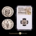 Ancient Coins - Volusian Roman Imperial. 251-253 AD. Antoninianus (20 mm, 4.63 g). Rome mint, 4th officina. 5th emission, 253 AD. RIC IV 140. Encapsulated by NGC as AU Strike: 5/5 S...
