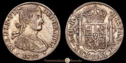 World Coins - Ferdinand VII (1808-1833). 8 reales. 1810. Mexico. HJ. (Cal-1314). Ag. 26.88 grams. Imaginary bust. Toning. Choice VF.