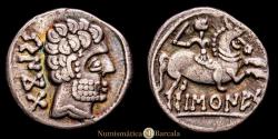 Ancient Coins - BASCUNES (Pamplona). Denarius. (AR 3.65g/18mm). 120-20 BC. (Abh-215). (MIB-87/14). (Acip-1630). Choice VF. Attractive patina.