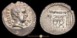 Ancient Coins - L. Livineius Regulus. Denarius. (3.75g.). Rome. 42 B.C. CR-497/27. VF+.
