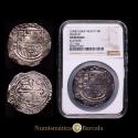 World Coins - Philip III (1598-1621). 8 reales. ND (1598-1606). Mexico City. F. (Cal-881). Silver. 27.10 g. Scarce. Encapsulated by NGC as XF Details (Cleaned).