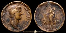Ancient Coins - Hadrian. Sestertius. (128-129 AD). (Spink 3602) (Co. 819) (RIC 988). (25.82 g.). Rome. VF-.