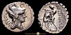 Ancient Coins - Poblicia. C. Poblicius Q.f. Denarius. 80 B.C. Auxiliary Mint of Rome. (Ffc-1017). (Craw-380/1). AR. 3.74 g. Choice VF.