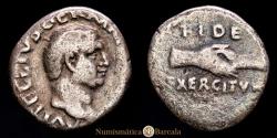 Ancient Coins - Roman Empire - Vitellius (AD 69), denarius, Rome. FIDES – EXERCITVVM. 3.14 g (RIC 67; C. 36; CBN 33), in good condition. Scarce.