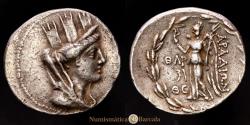 Ancient Coins - PHOENICIA-ARADUS. Tetradrachm. 139 BC. S-5991 var. 15.1g. Minor marks. Slightly off-center strike. Choice VF. Toned. Large flan.