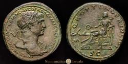 Ancient Coins - TRAJAN. Sestertius. Rome (103-111). AE 27.01 grams. 34 millimeters. RIC-515. AE. EF. Beautiful green patina.