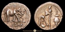 Ancient Coins - JULIUS CAESAR. Denarius. Gaul. Military mint (49-48 BC). AR 4.23 grams. 16.6 mm. CRAW-443.1. Choice VF.