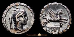Ancient Coins - L. Papius Denarius 79 B.C. Rome RRC-384/1 3.89g Toned. XF+