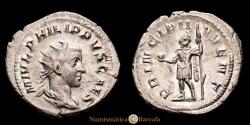 Ancient Coins - Philip II. Antoninianus. (4.21 g.). Rome. 244-249 AD. RIC 220. R/ PRINCIPI IVVENT. EF.