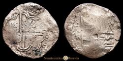 World Coins - Philip III, 8 reales, Potosi, assayer R (1603-1612). Variety with curved assayer's R. 26.06 grams. KM10, Cal-911. VG/F.