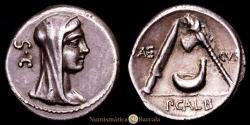 Ancient Coins - Sulpicia. Denarius. (4.15 g.). Rome. 70 B.C. Craw-406/1. Choice Extremely Fine. Traces of original luster. Toned. Well-centered strike.