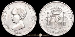 World Coins - Alfonso XIII. 5 Pesetas (25.13 g.). 1888*18-88. Madrid. Assayer MPM. CAL-92. Choice Extremely Fine.