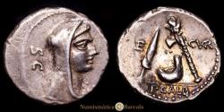 Ancient Coins - Sulpicia. Denarius. (4.1 g.). Rome. 69 B.C. CRAW-406/1. XF-. P.SULPICIUS GALBA SC R: P.GALB
