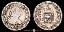 World Coins - Charles III. 1/2 Real. (1.63g.). Mexico. 1782. Assayer F·F. CA-208. VF. Very scarce.