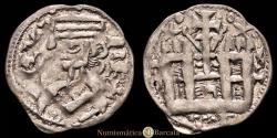 World Coins - Kingdom of Castile and León. Alfonso VIII (1158-1214). Dinero. Court Mint (possibly Toledo). (Bautista-312.2 variant). Wt. 0.79 grams. Stars with pellets above the c...