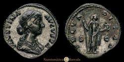Ancient Coins - Faustina II, wife of Marcus Aurelius Sestertius. (147-175), Æ 23.93 g. C 100. BMC M. Aurelius 905. RIC M. Aurelius 1638. Dark green patina. XF-.