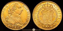 World Coins - Charles III (1759-1788). 4 escudos. 1788. Madrid. M. (Cal-1795). Au. 13.57 g. Significant original luster, especially on the reverse. Choice Extremely Fine.
