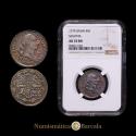 World Coins - Charles III (1759-1788). Segovia. 4 maravedis. 1779. (AC-59). 5.08 g. AE. Iridescent toning. NGC graded AU 53 BN. A very fine specimen. Rare in this condition.