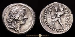 Ancient Coins - Julius Caesar, 59-44 BC, Silver denarius (47/46 BC), 17 mm; 3.64 g; 5h. Obverse: small banker's mark, small edge nick, very fine condition. Alb. 1400; Kampm. 1.7; Craw. 458/1.