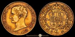 World Coins - Joseph Napoleon (1808-1814). 80 reales. 1809. Madrid. AI. (Cal-47). Gold. 6.76 grams. Bare head. First year of type. Attractive patina. Rare. Choice Very Fine.