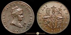 World Coins - Isabella II. 2 Maravedís. (2.33g.). Barcelona. 1858. AC-37. UNC. Very rare in this condition!