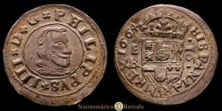 World Coins - Philip IV (1621-1665). 16 maravedis. 1664. Segovia. BR. (Cal-491). (Jarabo-Sanahuja-M530). AE. 4.35 grams. Choice Extremely Fine.