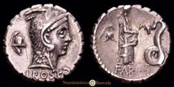 Ancient Coins - Roscius Fabatus. Denarius. (3.97 g.). Rome. 64 B.C. Craw-412/1. Choice Extremely Fine. Very beautiful.