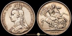 World Coins - Great Britain. Victoria. 1 crown. 1889. (KM-765) Ag. 28.10 g. VF-.