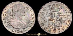 World Coins - Charles IV. 2 Reales. (5.98g.). Seville. 1806. Assayer C·N. AC-735. Choice Very Fine. R.B.O.