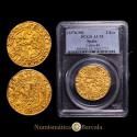 World Coins - Ferdinand and Isabella (1474-1504). Doble excelente. Seville. (Cal-720). (Tauler-261). Gold. Very beautiful. Encapsulated by PCGS as AU 55. Very rare.