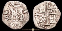 World Coins - Philip II. 1/2 Real. (1.62g.). Toledo. 1590. Assayer M. AC-Not cited. VF. Very rare. Date to the right, 2 digits.