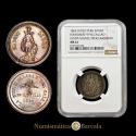 World Coins - Silver medal of the Proclamation of the Oath of Independence of the Republic of Peru, 1862, Fonrobert-9194. Beautiful iridescent toning. Encapsulated by NGC as MS61.
