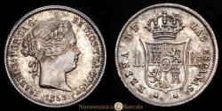 World Coins - Isabella II. 1 Real. (1.22 g.). Madrid. 1859. AC-308. EF (Extremely Fine). Patina