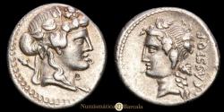Ancient Coins - L. Cassius Q. f. Longinus. Denarius (3.81 g). Rome, 78 BC. Crawford 386/1. Choice Extremely Fine.
