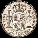 World Coins - Isabel II (1833-1868). 20 reales. 1858. Madrid. (Cal-615). Ag. 25.89 grams. Encapsulated by NCV as AU 58. Beautiful. ('I' Hairlines).