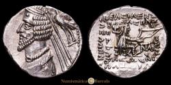 Ancient Coins - Eastern Greece - Phraates IV. Drachm. (3.86 g.). 38/7-32 B.C. Sellwood-50.32-3 var. Choice EF/EF. Original luster. Rare.