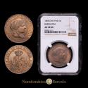 World Coins - Isabella II (1833-1868). 5 céntimos de escudo. 1868. Barcelona. (Cal-244). AE. 12.59 g. Encapsulated by NGC as AU 58 BN.