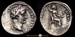 Ancient Coins - Tiberius. Denarius. 36-37 AD. Lugdunum. (RIC I 30). (BMCRE 48). (RSC 16a). Silver. 3.71 grams. Cleaned oxidation. VF.