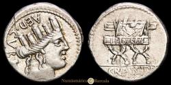 Ancient Coins - FURIA. P. Furius Crassipes. Denarius (4.04 g.). Rome, 84 B.C. Choice VF.