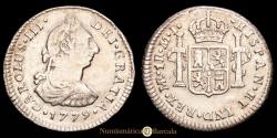 World Coins - Charles III. 1 Real. (3.37g). Lima. 1779. Assayer M·J. Choice Very Fine.