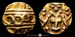 World Coins - India - Princely States. Gold Fanam. (0.33 g.). 1799-1810. KM # α 12. VF. Kishangarh, Raja Kalyan Singh.
