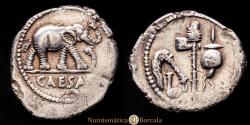 Ancient Coins - Julius Caesar. Denarius. 54-51 BC. Gaul. (Ffc-50). (Craw-443/1). (Cal-640). Silver. 3.68 g. Light tone. Attractive. Choice EF/VF.