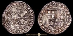 World Coins - Catholic Monarchs (1474-1504). Burgos. Real. Cross, six arrows in the bundle and B. (AC.303). 3.25 g. EF. Scarce.