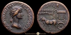 Ancient Coins - Agrippina. Sestertius. 14-37 AD. Rome. (RIC-55). (CH-1). 28.91 g. Struck under Caligula. Rare. VF+.